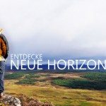 Mann guckt auf Landschaft, neue Wege